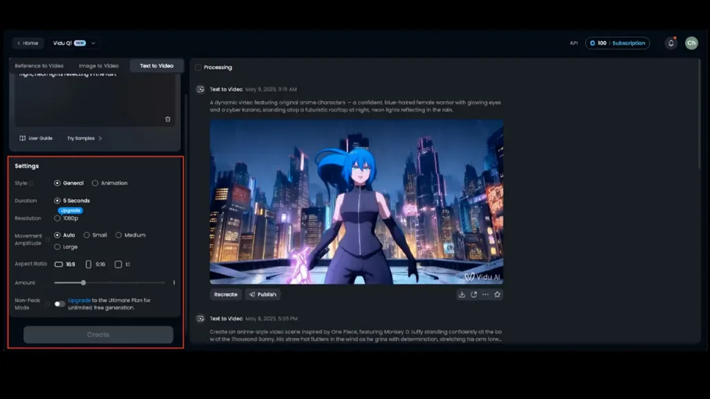 Vidu AI video generator